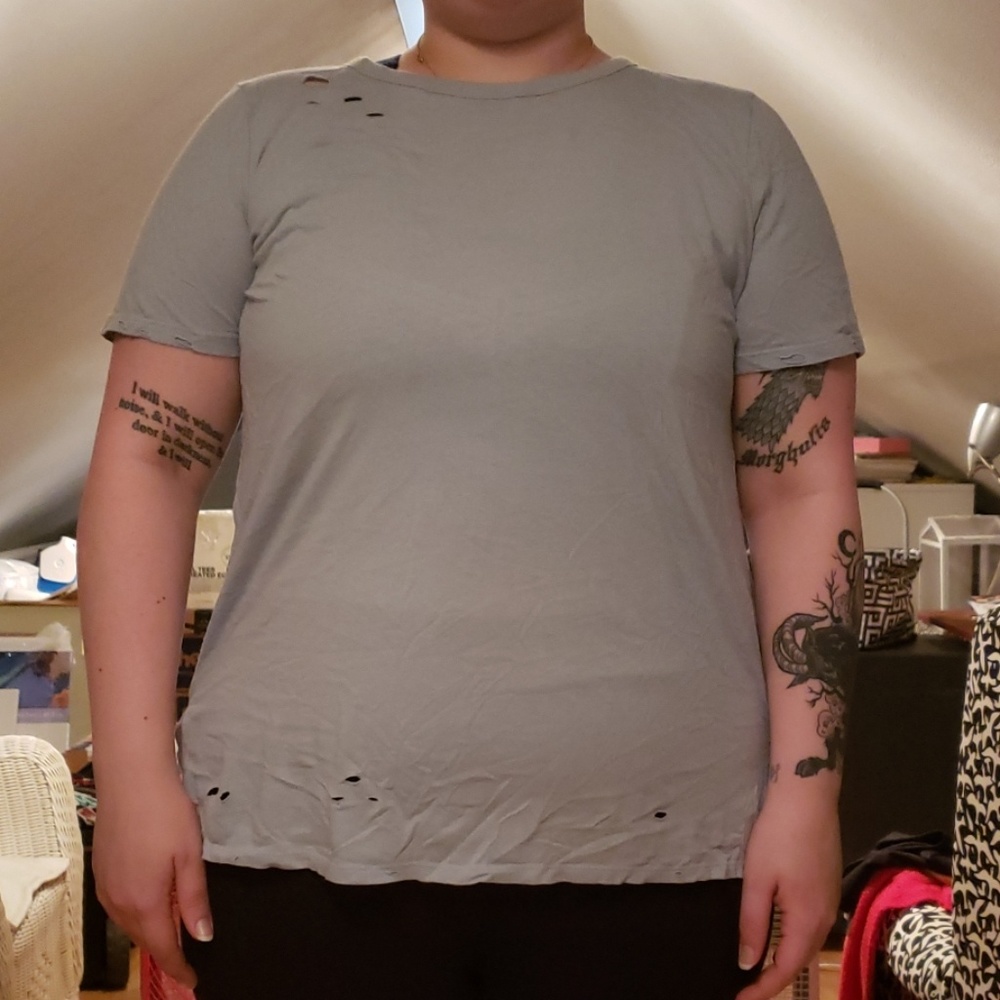 Slate Blue/Gray Distressed T-Shirt